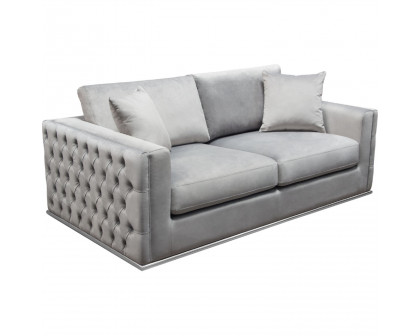 Diamond Sofa - Envy Velvet Loveseat with Tufted Outside Detail and Silver Metal Trim in Platinum Gray