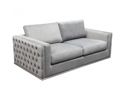 Diamond Sofa - Envy Velvet Loveseat with Tufted Outside Detail and Silver Metal Trim in Platinum Gray