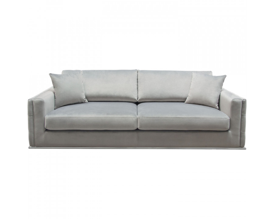 Diamond Sofa - Envy Velvet Sofa with Tufted Outside Detail and Silver Metal Trim in Platinum Gray