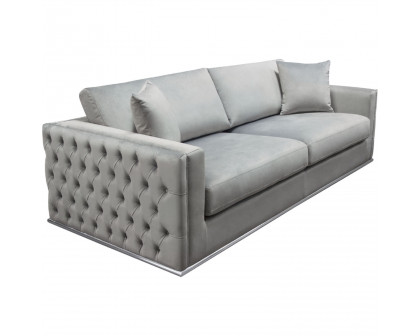 Diamond Sofa - Envy Velvet Sofa with Tufted Outside Detail and Silver Metal Trim in Platinum Gray