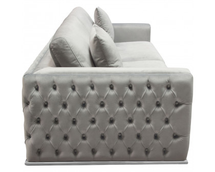 Diamond Sofa - Envy Velvet Sofa with Tufted Outside Detail and Silver Metal Trim in Platinum Gray