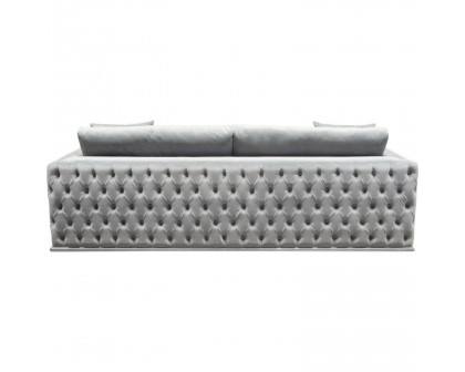 Diamond Sofa - Envy Velvet Sofa with Tufted Outside Detail and Silver Metal Trim in Platinum Gray