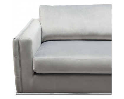 Diamond Sofa - Envy Velvet Sofa with Tufted Outside Detail and Silver Metal Trim in Platinum Gray