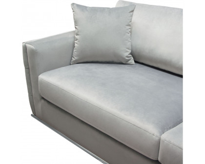 Diamond Sofa - Envy Velvet Sofa with Tufted Outside Detail and Silver Metal Trim in Platinum Gray