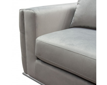 Diamond Sofa - Envy Velvet Sofa with Tufted Outside Detail and Silver Metal Trim in Platinum Gray