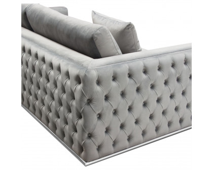 Diamond Sofa - Envy Velvet Sofa with Tufted Outside Detail and Silver Metal Trim in Platinum Gray