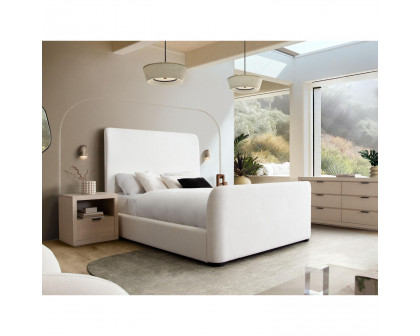 Diamond Sofa Eve Fabric Eastern King Bed with Contoured Headboard & Footboard - Elite Ivory