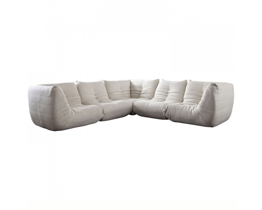 Diamond Sofa - Ezra 5PC Fabric Corner Sectional in Cream