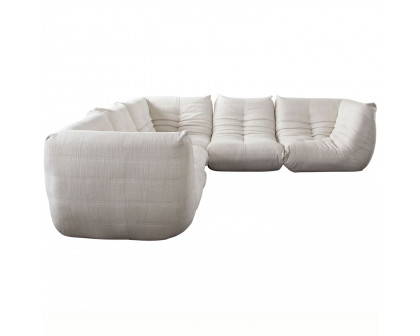 Diamond Sofa - Ezra 5PC Fabric Corner Sectional in Cream