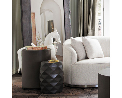 Diamond Sofa Fig Solid Mango Wood Accent Table with Geometric Motif - Gray Finish