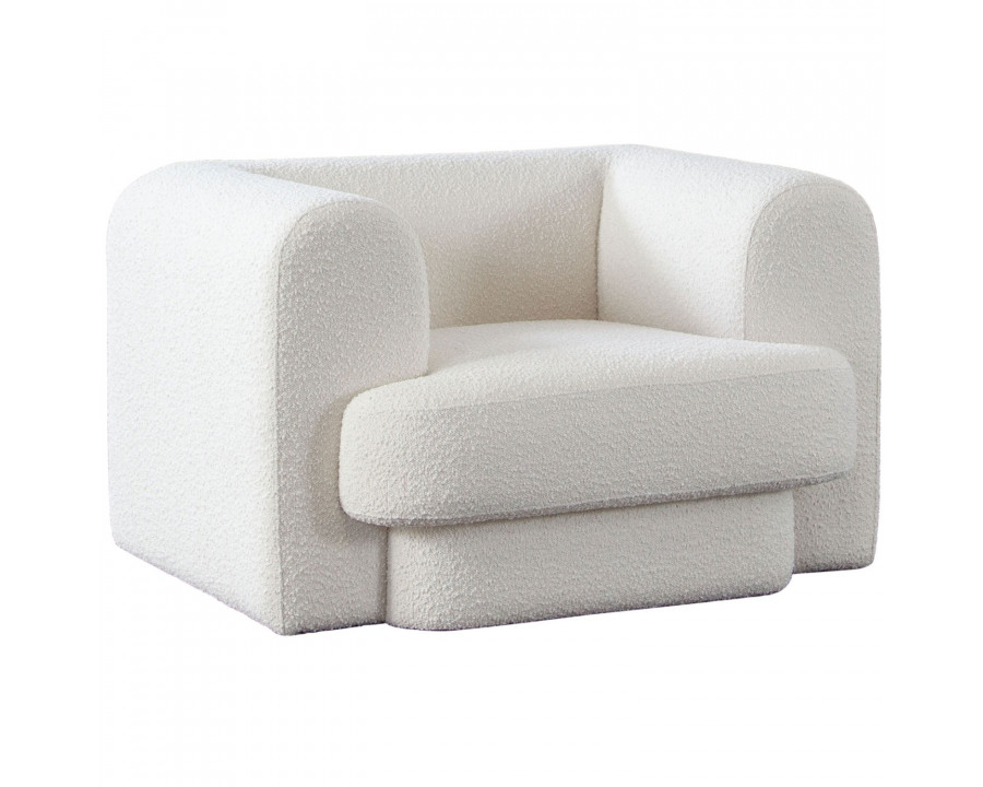 Diamond Sofa Form Boucle Fabric Chair - Ivory