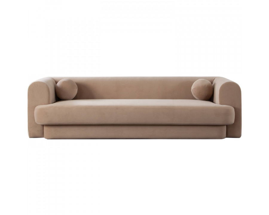 Diamond Sofa Form Performance Velvet Sofa with Two Accent Pillow Balls - Camel