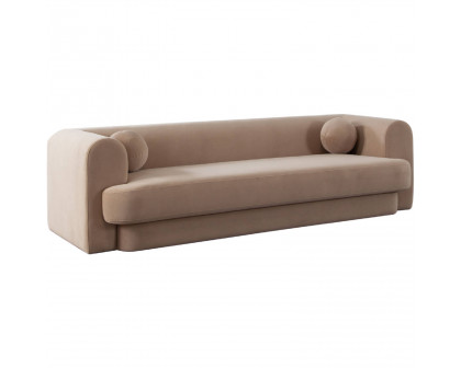 Diamond Sofa Form Performance Velvet Sofa with Two Accent Pillow Balls - Camel