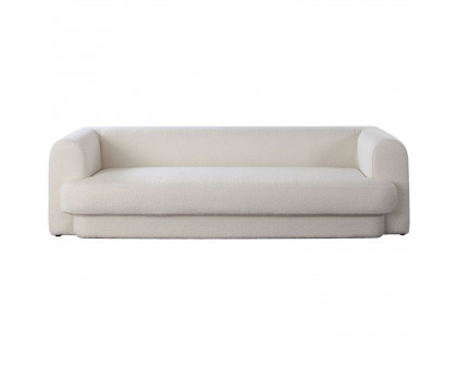 Diamond Sofa Form Boucle Fabric Sofa with Two Accent Pillow Balls - Ivory