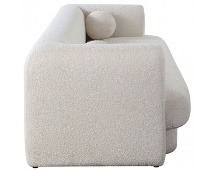 Diamond Sofa Form Boucle Fabric Sofa with Two Accent Pillow Balls - Ivory