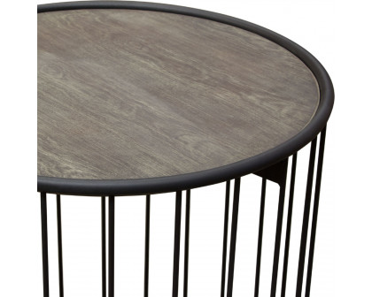 Diamond Sofa - Gibson 22" Round End Table with Gray Oak Finished Top and Metal Base