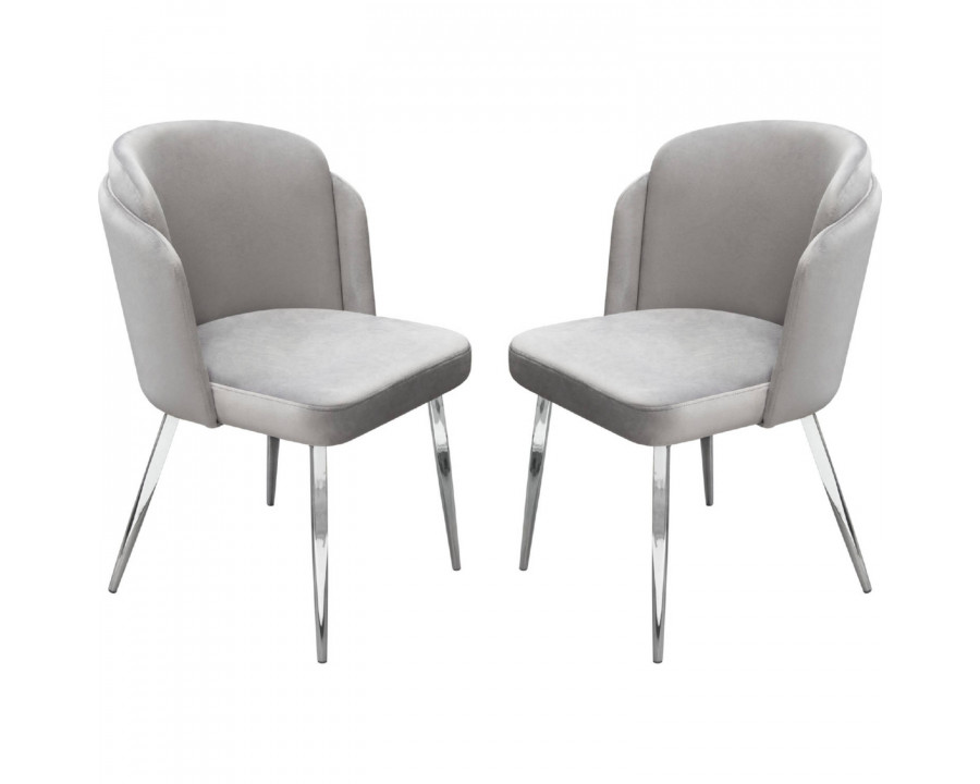 Diamond Sofa - Grace Velvet Dining Chairs with Chrome Legs (Set of 2) in Gray