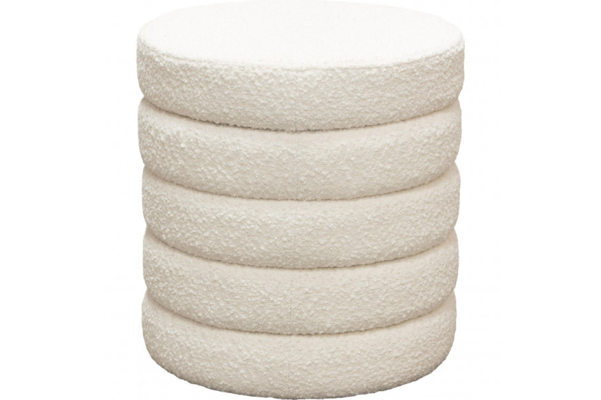 Diamond Sofa™ Helix Boucle Fabric Round Accent Ottoman - Ivory