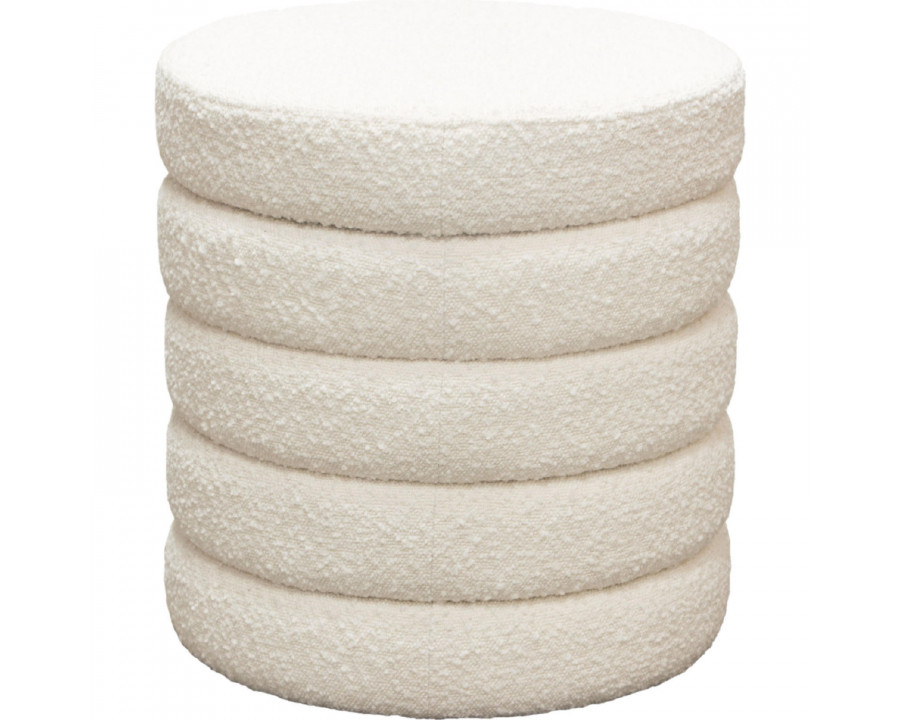 Diamond Sofa - Helix Boucle Fabric Round Accent Ottoman in Ivory