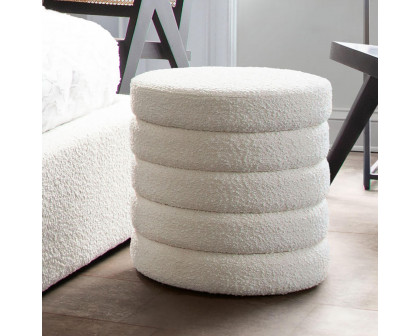 Diamond Sofa™ Helix Boucle Fabric Round Accent Ottoman - Ivory