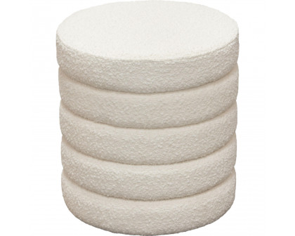 Diamond Sofa™ Helix Boucle Fabric Round Accent Ottoman - Ivory