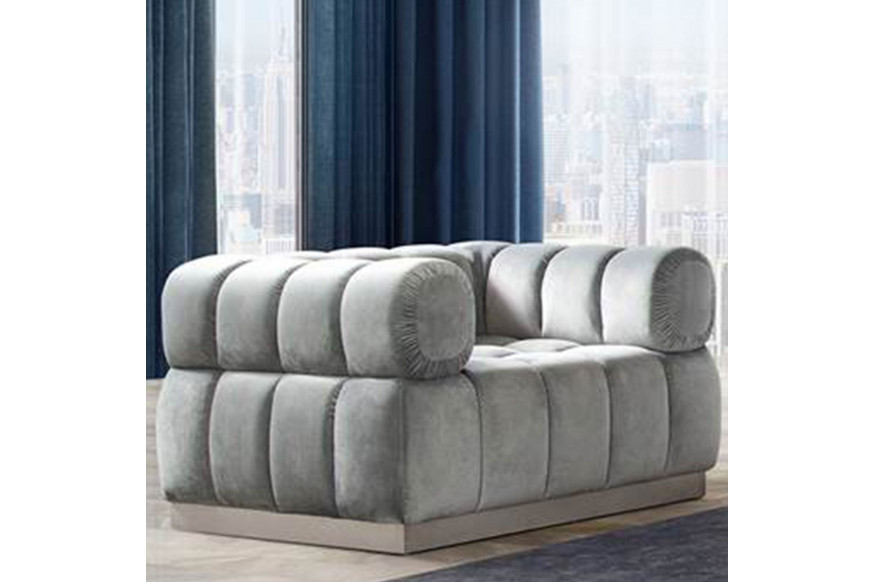 Diamond Sofa™ Image Low Profile Velvet Chair with Brushed Silver Base - Platinum Gray