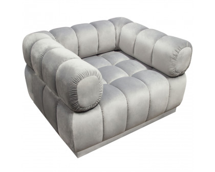 Diamond Sofa™ Image Low Profile Velvet Chair with Brushed Silver Base - Platinum Gray