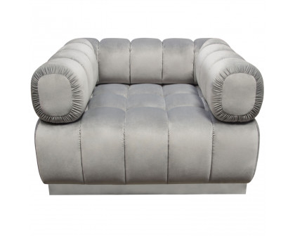 Diamond Sofa™ Image Low Profile Velvet Chair with Brushed Silver Base - Platinum Gray