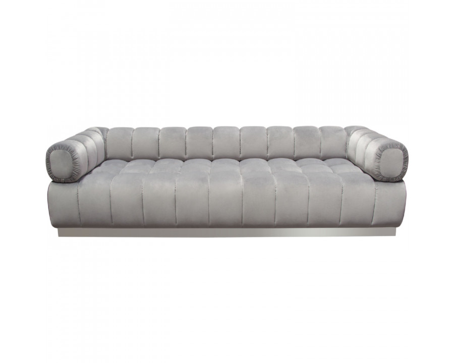 Diamond Sofa Image Low Profile Velvet Sofa with Brushed Silver Base - Platinum Gray