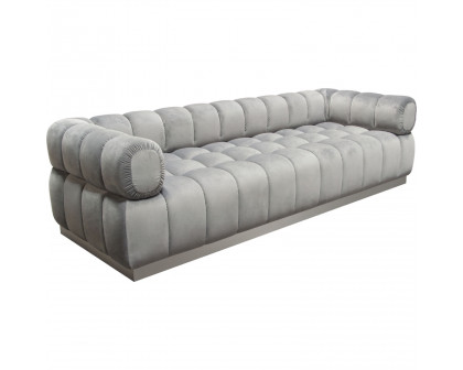 Diamond Sofa Image Low Profile Velvet Sofa with Brushed Silver Base - Platinum Gray