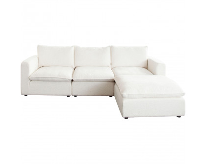 Diamond Sofa - Ivy 4-Piece Faux Shearling Reversible Modular Chaise Sectional with Feather Down Seating in White