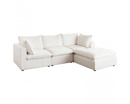 Diamond Sofa - Ivy 4-Piece Faux Shearling Reversible Modular Chaise Sectional with Feather Down Seating in White