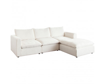 Diamond Sofa - Ivy 4-Piece Faux Shearling Reversible Modular Chaise Sectional with Feather Down Seating in White