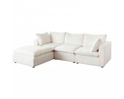 Diamond Sofa - Ivy 4-Piece Faux Shearling Reversible Modular Chaise Sectional with Feather Down Seating in White