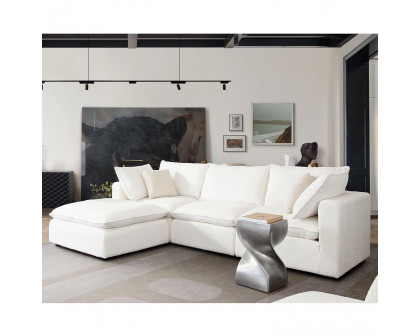 Diamond Sofa - Ivy 4-Piece Faux Shearling Reversible Modular Chaise Sectional with Feather Down Seating in White