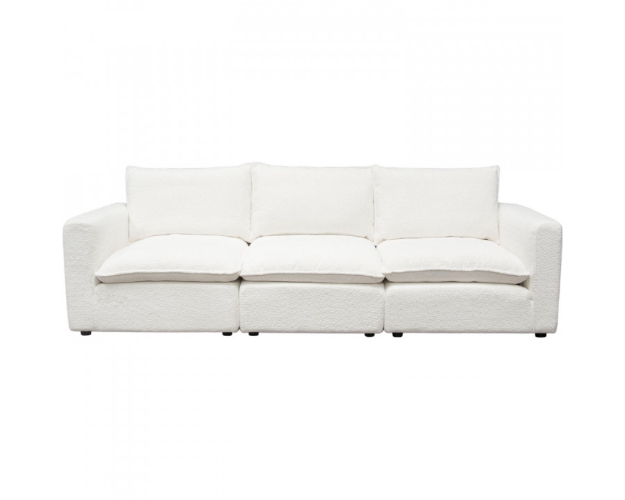 Diamond Sofa Ivy 3-Piece Faux Shearling Modular Sofa with Feather Down Seating - White