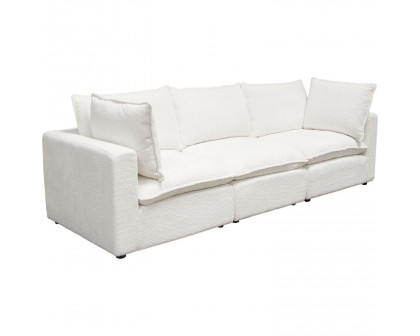 Diamond Sofa Ivy 3-Piece Faux Shearling Modular Sofa with Feather Down Seating - White