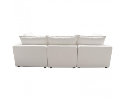 Diamond Sofa Ivy 3-Piece Faux Shearling Modular Sofa with Feather Down Seating - White