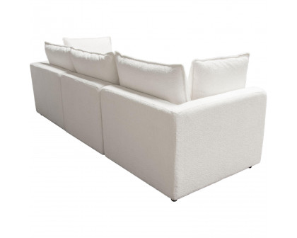 Diamond Sofa Ivy 3-Piece Faux Shearling Modular Sofa with Feather Down Seating - White