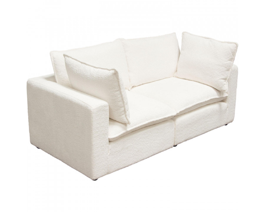 Diamond Sofa Ivy 2-Piece Faux Shearling Modular Sofa with Feather Down Seating - White