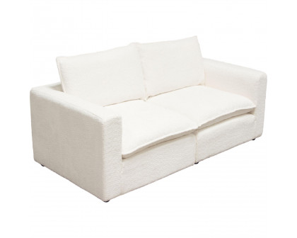 Diamond Sofa Ivy 2-Piece Faux Shearling Modular Sofa with Feather Down Seating - White