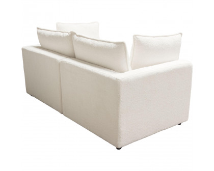 Diamond Sofa Ivy 2-Piece Faux Shearling Modular Sofa with Feather Down Seating - White