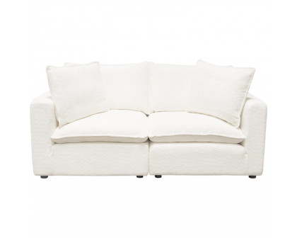 Diamond Sofa Ivy 2-Piece Faux Shearling Modular Sofa with Feather Down Seating - White