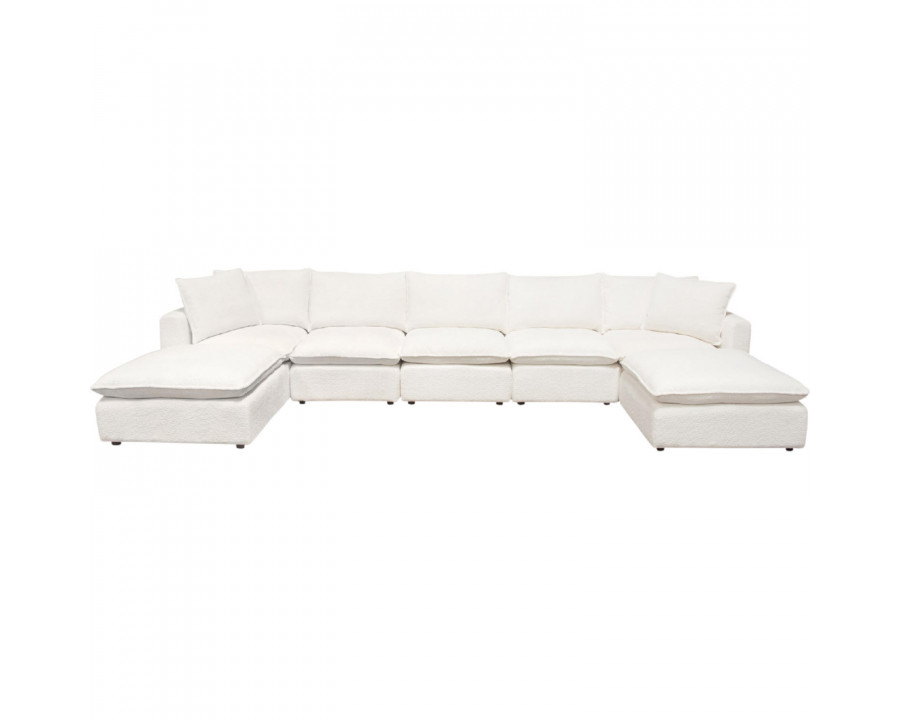 Diamond Sofa - Ivy 7-Piece Faux Shearling Dual Chaise Sectional with Feather Down Seating in White