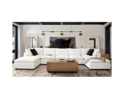 Diamond Sofa - Ivy 7-Piece Faux Shearling Dual Chaise Sectional with Feather Down Seating in White