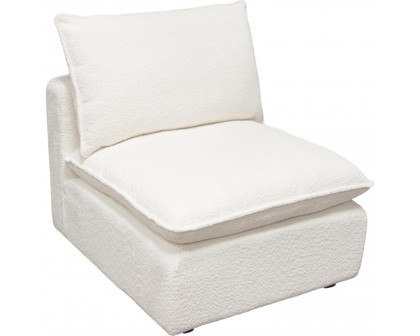 Diamond Sofa - Ivy Faux Shearling Armless Chair with Feather Down Seating in White