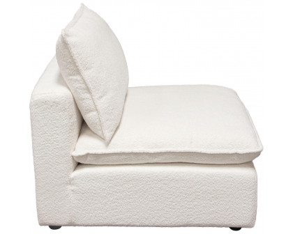 Diamond Sofa - Ivy Faux Shearling Armless Chair with Feather Down Seating in White