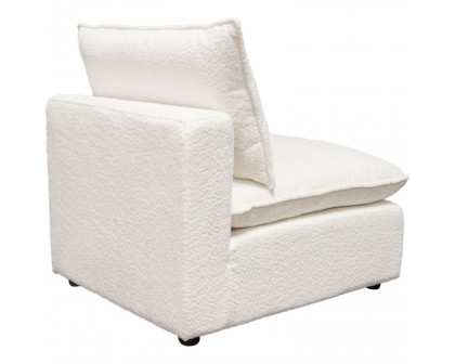 Diamond Sofa - Ivy Faux Shearling Armless Chair with Feather Down Seating in White