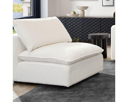 Diamond Sofa - Ivy Faux Shearling Armless Chair with Feather Down Seating in White