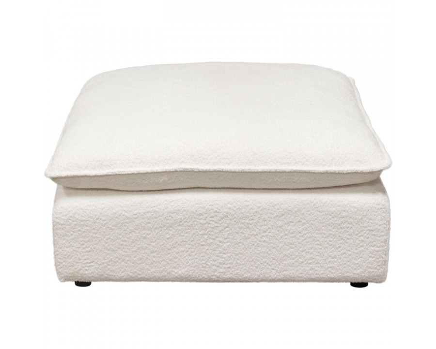 Diamond Sofa - Ivy Faux Shearling Square Ottoman with Feather Down Seating in White